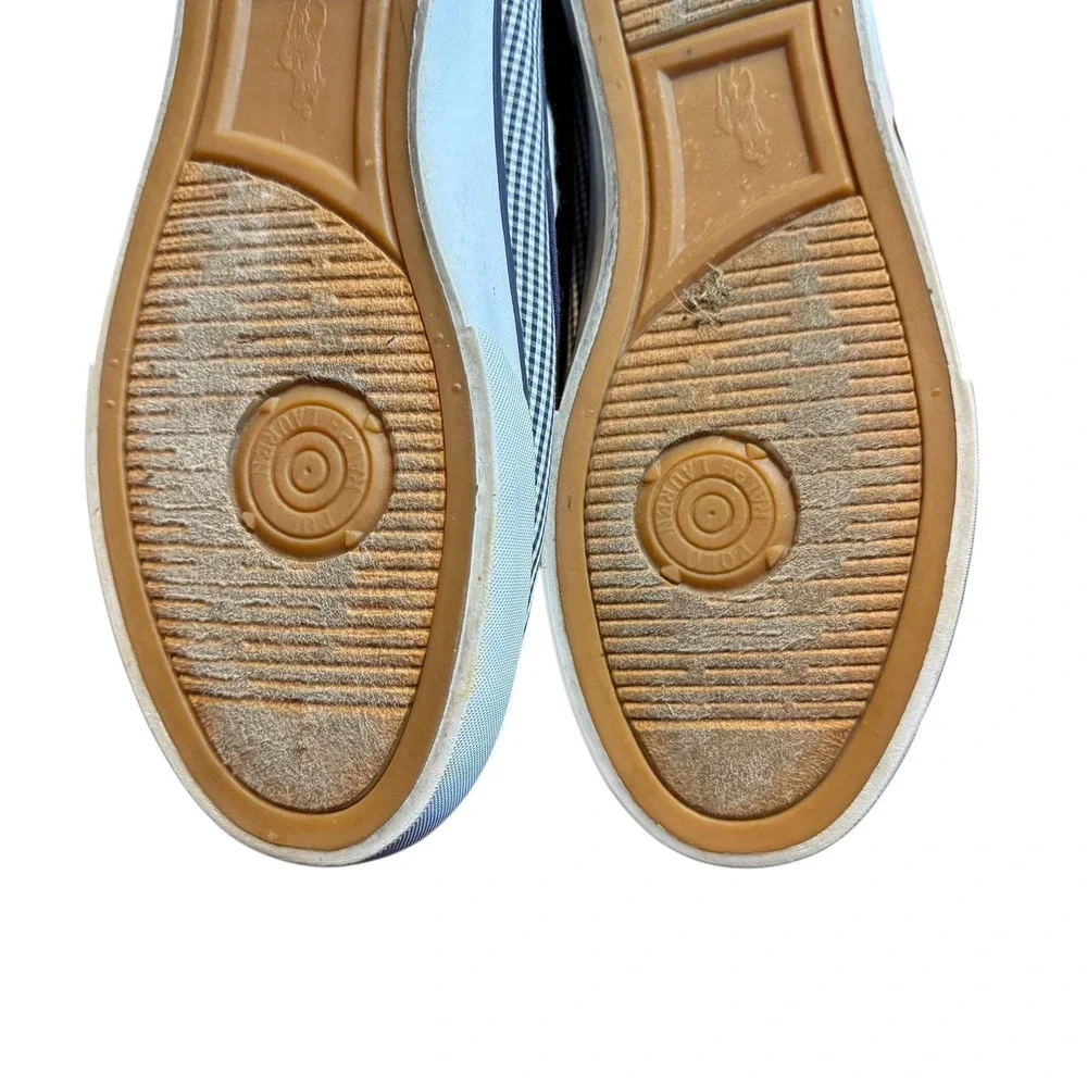 Polo Ralph‎ Lauren Lander Shoes Mens Size 12 Blue Gingham Canvas Boat Casual